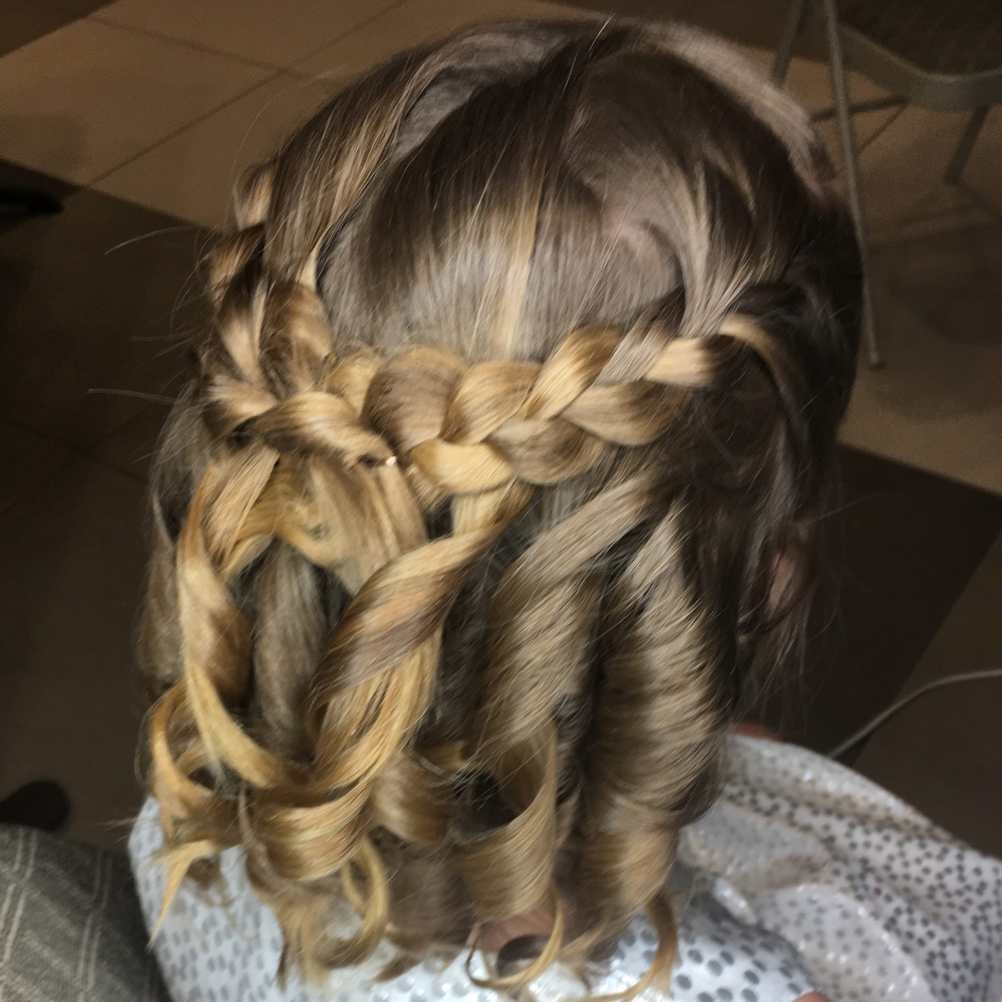 Flower Girl Half Up Wavy Braid in Pink